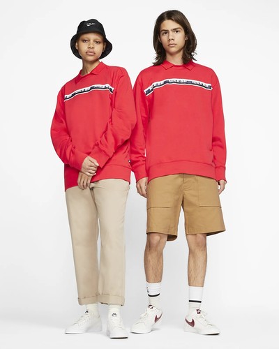 Nike SB Dry Long Sleeve Polo Top Skateboarding Rugby Size XL Red Mens CI7102 657 - Picture 5 of 7