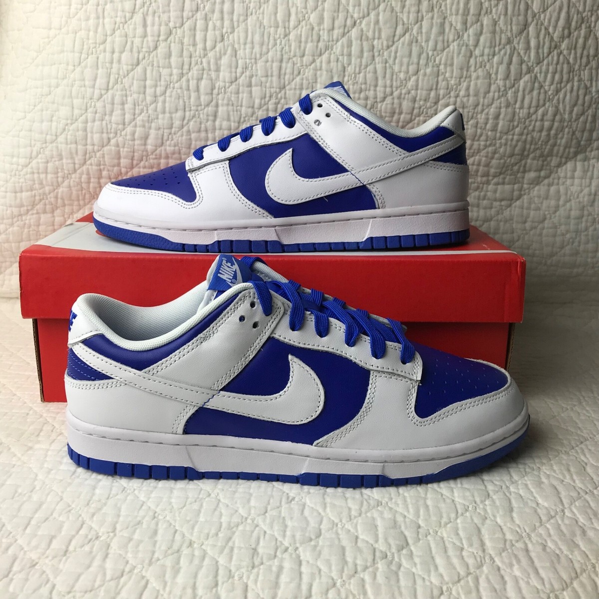 シューズ(男性用) Nike Dunk Low Retro Racer Blue and White Nike Dunk Low Retro Shoes Men's SZ 8.5 Racer Blue/White