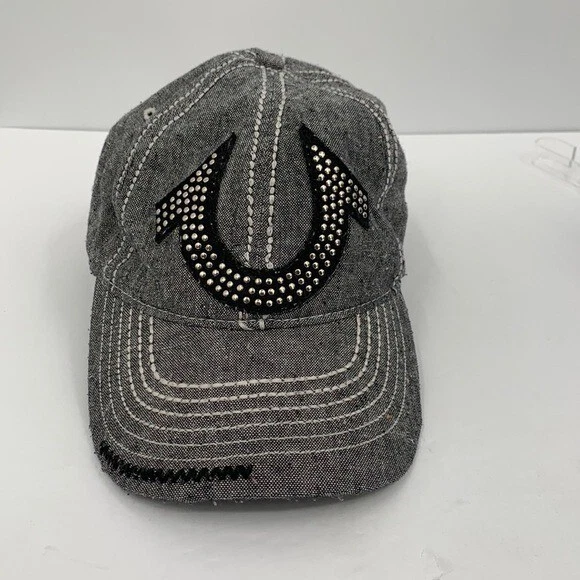 True Religion baseball hat cap gray linen cotton silver stud embroidery XXX True Religion Gray Men main image 4