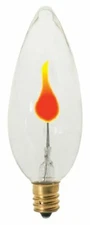 Satco S3659 120V Candelabra Base 2-3-Watt Flicker Bulb, Clear