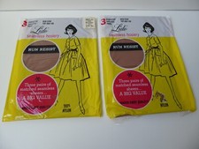 6 PAIRS Lido Micro Mesh Nylon Stockings Sz 9.5 Nude, sheer, 1960s Womens