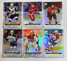 6 card Rookie Lot 2022-23 UD hockey Debut Dates Holo Spencer Knight + others