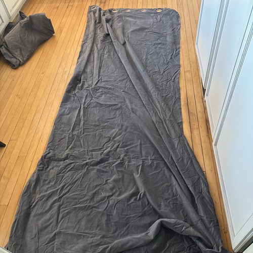 Pair IKEA Sanela Velvet Grommet Curtain Panels Drape Cotton Gray 53’’x112’’ - 第 4/5 張圖片