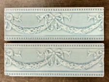  Vintage American Encaustic Decorative Border Tile Set=2 