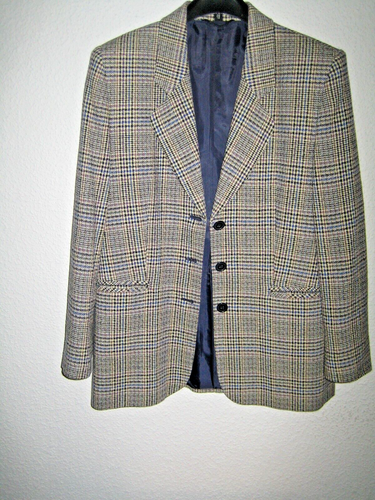 sportlicher Damen-Blazer, Gr. 38, Mehrfarbig kariert, Mischgewebe