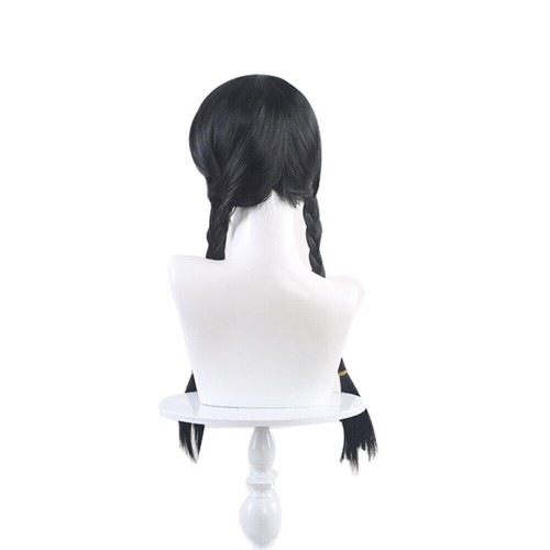 Wednesday Addams Wigs Long Black Braids Hair with Bangs Cartoon Cosplay Wigs - Picture 6 of 8