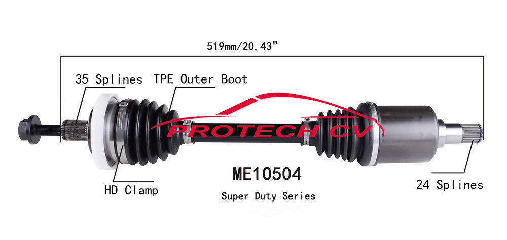 CV Axle Shaft PROTECH ME10504 | eBay