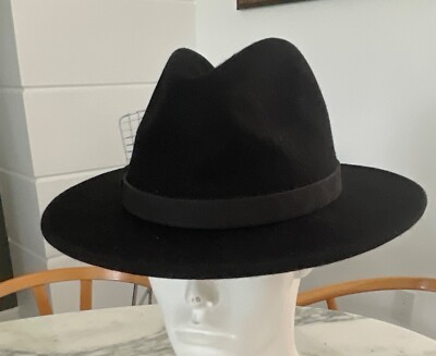 AllSaints Bronson Fedora Size S/M, Wide Brim, NWT Bronson Wide Brim Wool Fedora Hat Black | ALLSAINTS US main image 4
