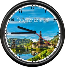 Bali Balinese Island Indonesia Nusa Penida Zen Travel Poster Sign Wall Clock