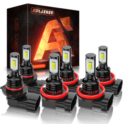 AUIMSOCO 6-Piece LED Headlight & Fog Light Combo Kit For Toyota Highlander 2014-2019 – 6000K White – IP68 – 50W – 5-Year Warranty