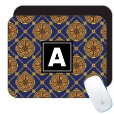 Gift Mousepad : Compass Pattern Maritime For Father Dad Geometrical Rhombus
