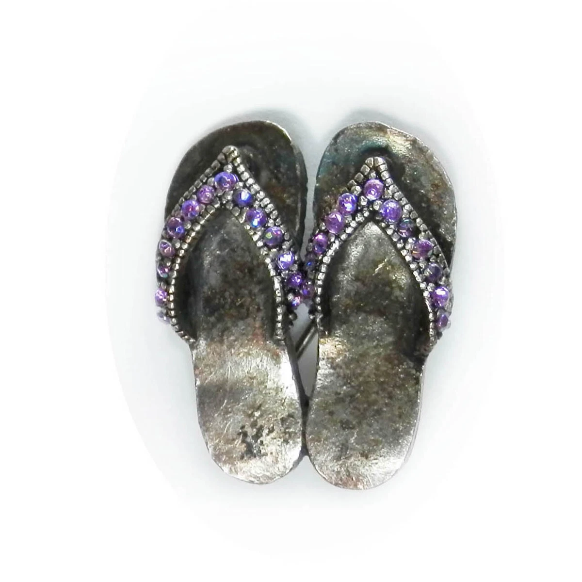 Flip Flops Pin Purple Rhinestones Shoes Sandals Summer Clothing