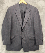 Hart Schaffner Marx Men's Tweed Wool Blazer 44R Gray Herringbone Sport Coat