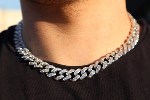 18 Inch 12mm 14k White Gold Miami Cuban 