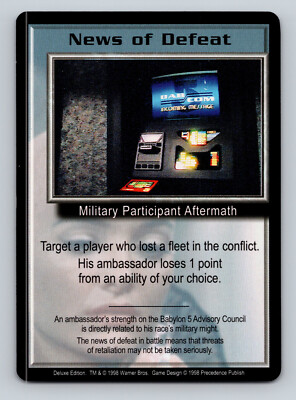 1998 Deluxe Edition Babylon 5 CCG News of Defeat Aftermath-Uncommon Card TCG