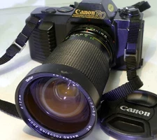 Canon T50 35mm SLR Film Camera with FREE Vivitar 28-205mm FD lens - camera works