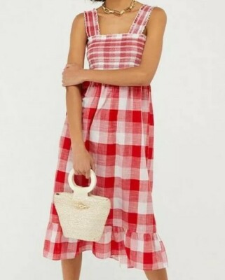 strapless open back dress Brick Red Gingham Long Sleeve Mini Dress - All Dresses