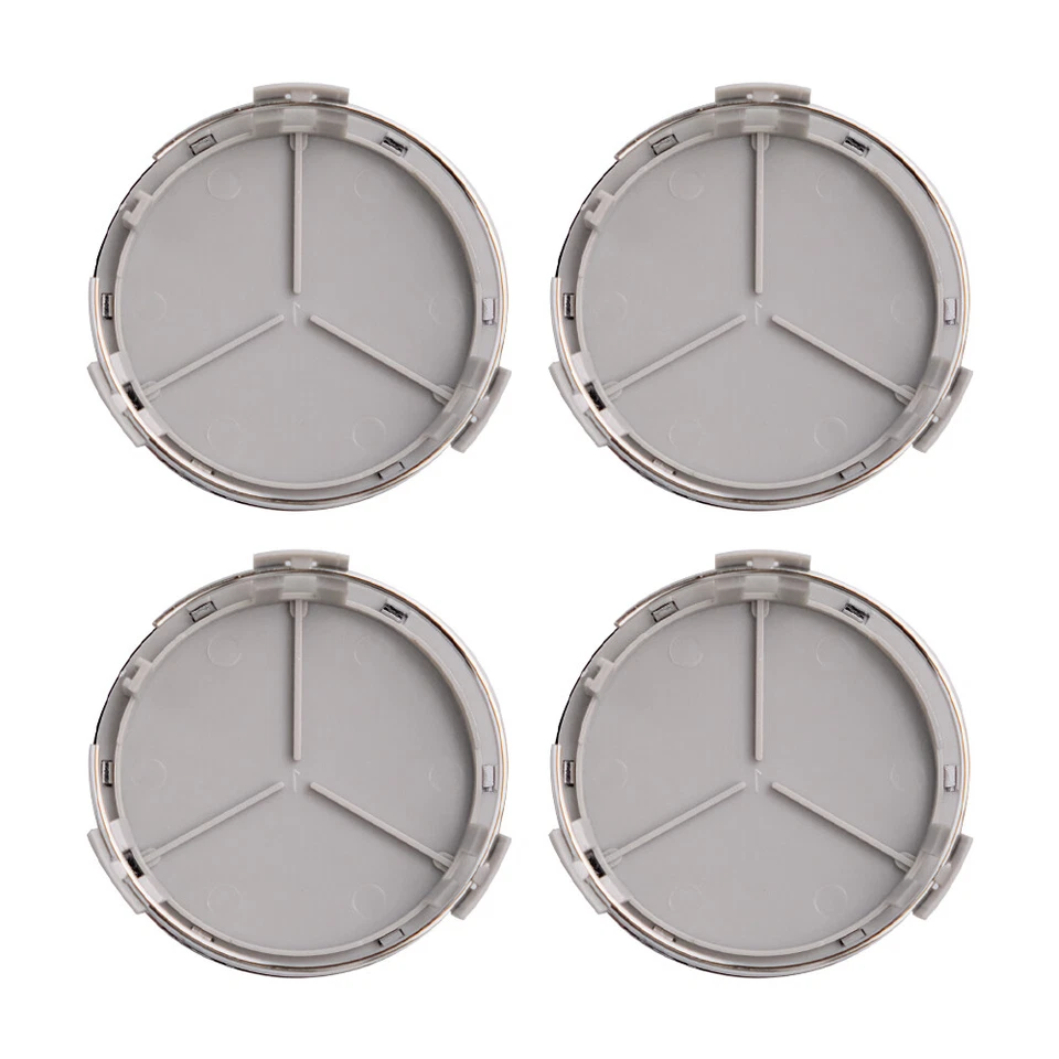 4 x 75mm Matte Chrome Emblem Fit For Mercedes Benz C E S Center Wheel Hub Caps - Image 4 of 4
