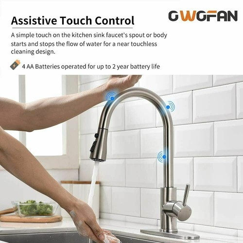 Sensor Touch Kitchen Sink Faucet Pull Down Sprayer Swivel Mixer Tap Single Lever - Picture 27 of 123