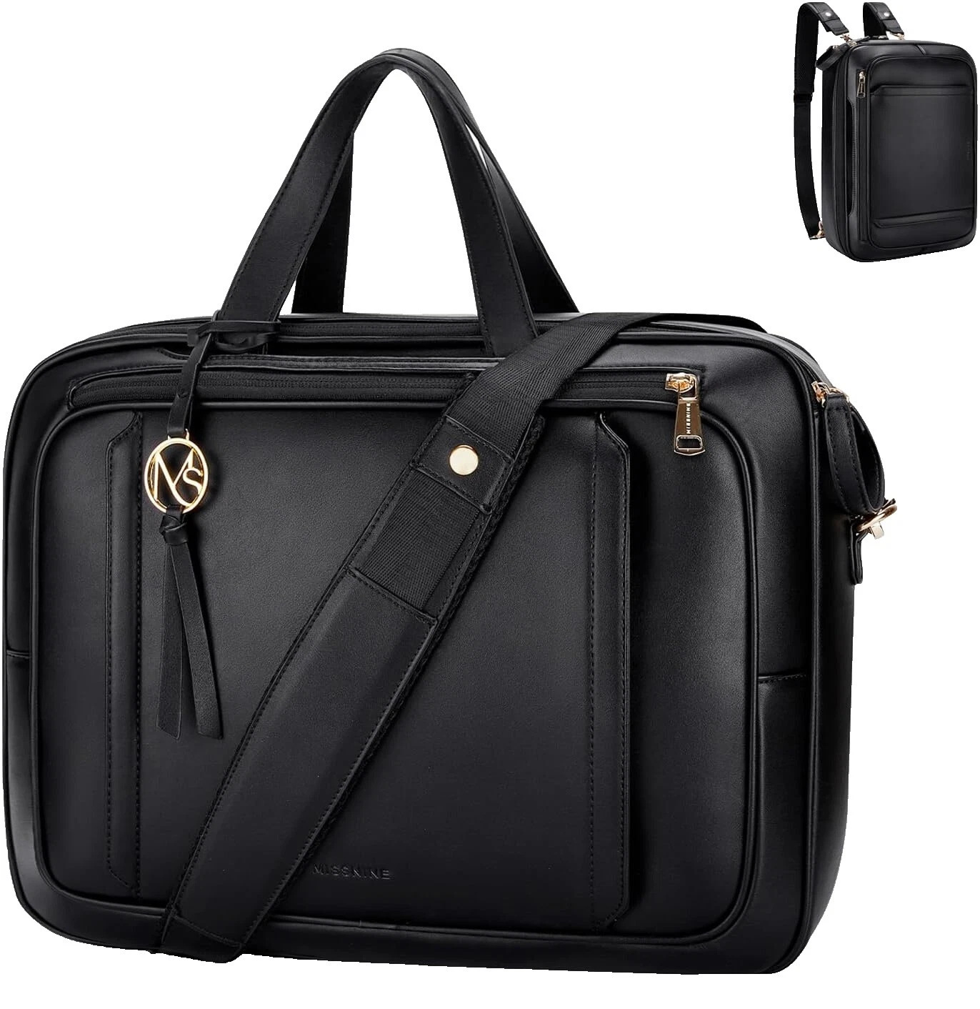 Leather Black Laptop Backpacks