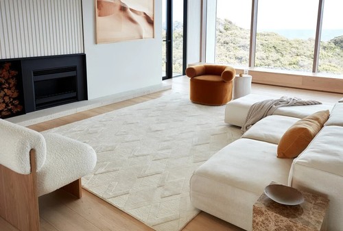 Handmade Rugs | 9x10, 6x10, 6x9, 8x13 | Tufte Cream Rug | Hand Tufted | - Picture 4 of 5