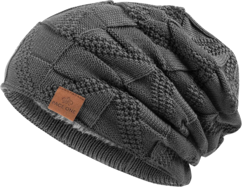 Mens Winter Slouchy Beanie Warm Fleece Lined Skull Cap Baggy Cable Knit Hat