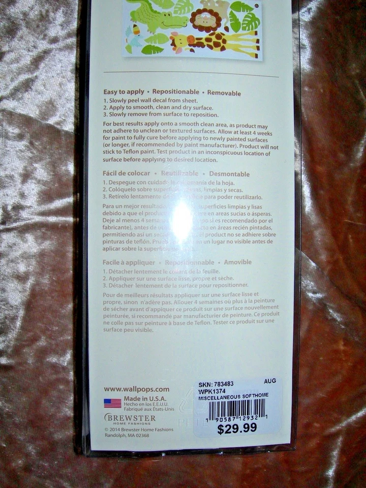 Wall Pops! Kit de arte de pared Safari amigos guardería zoológico animales calcomanía pegatina NUEVO Foto 2 de 3