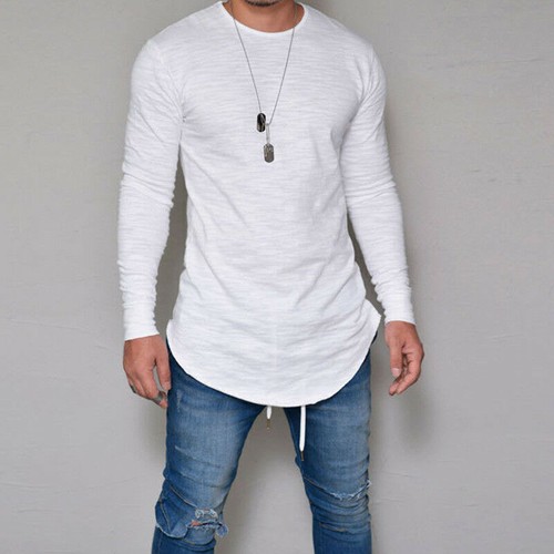 Men V-Neck Button T-Shirt Casual Muscle Long Sleeve Shirt Solid Slim Fit Tops - Picture 9 of 12