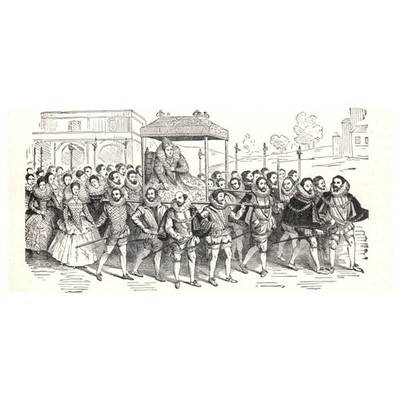 Elizabeth Borne in Her Palanquin 1911 Engraving Print AF5-9