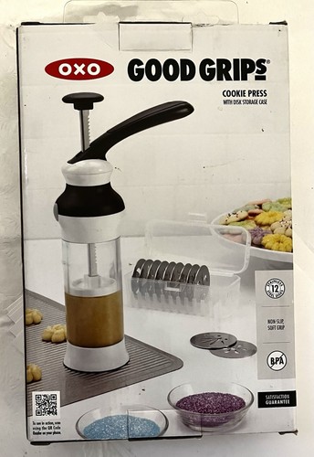 NEW OXO Good Grips 14 Piece Cookie Press Set W/ 12 Stainless Steel Disks & Case - Picture 6 of 6