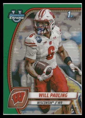 2024 Bowman University Chrome #184 Will Pauling Green Refractor #/99