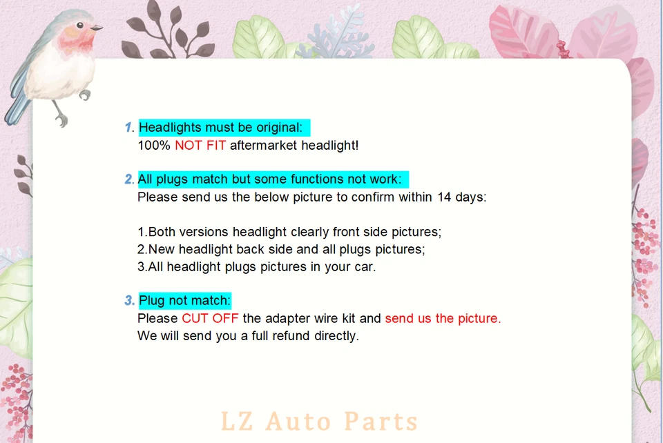 Adapter Wire Harness For 2017-2020 Nissan Rogue Modify Headlight Halogen to LED - Image 4 of 4