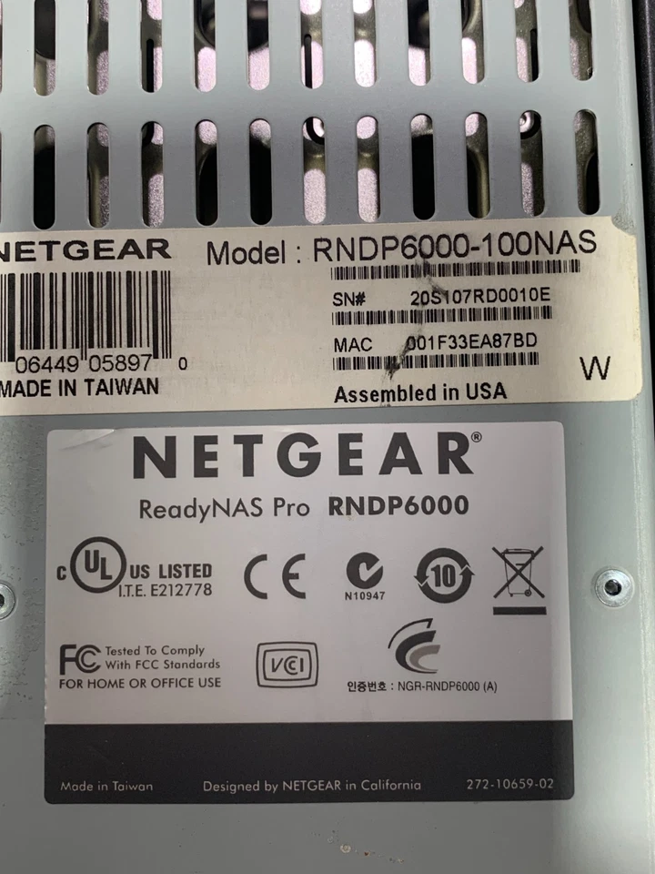 LOTE DE 2: NETGEAR ReadyNAS PRO ALMACENAMIENTO EN RED AVANZADO RNDP6000 - SIN DISCO DURO LEER Foto 4 de 4