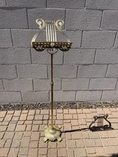 Vintage Victorian Brass Harp Back Music/Book Stand