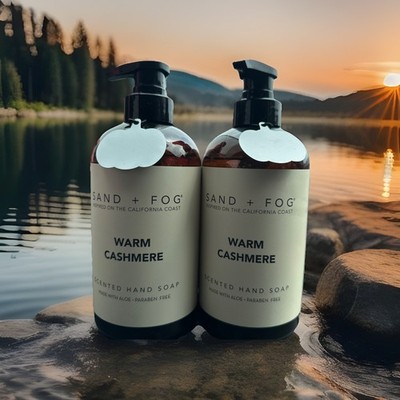   2 Pack ~ WARM CASHMERE 20 oz SCENTED HAND SOAP MADE W/ALOE ~ SAND + FOG