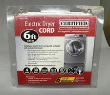 Certified Appliance Accessories 6ft Electric Dryer Cord 4 Wire 30 Amp CERT77061