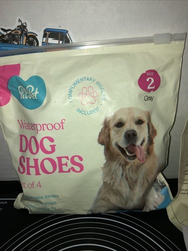 New PitPet Gray Size 2 Waterproof Dog Shoes Set 4 Complimentary Insoles Included - Picture 3 of 9