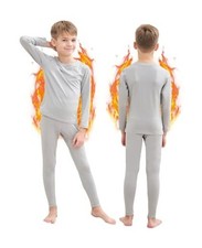 Thermal Underwear Boys Ultra Soft Fleece Lined Kids Thermals Long Small Grey