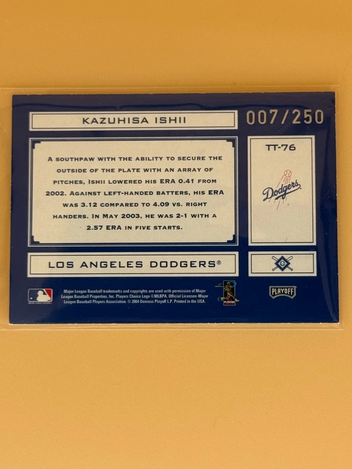 2004 Playoff Absolute Memorabilia Tools of the Trade Green Kazuhisa Ishii 007/25 - Image 2 of 3