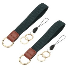 Keychain Wristlet, 2 Pcs Cute Keychain Woven Wrist Lanyard, Dark Green