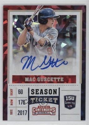 2017 Panini Elite Extra Edition Cracked Ice Ticket /24 Mac Guscette Auto 06hn