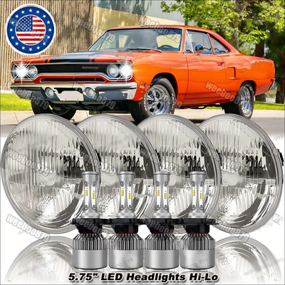 4x 5.75'' Round LED Headlights Hi/Lo Beam for Plymouth Road Runner 1968-1974 US