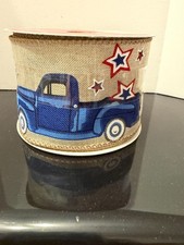 wired ribbon patriotic blue truck and stars 25 ft.