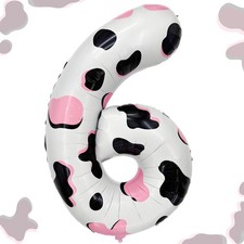 Cow Pattern Number Foil Balloons, 40-inch Pink and Black Cow Pattern Balloons...