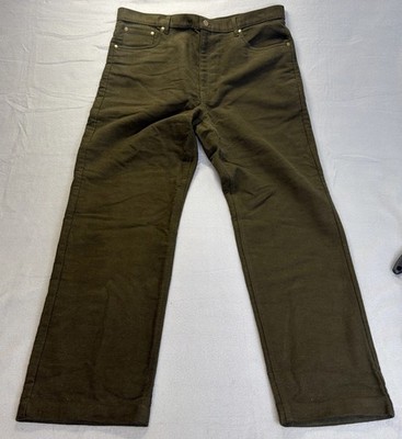 Samuel Windsor Moleskin Trousers Men W38 L29 Green Straight Regular 100% Cotton