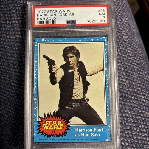 1977 TOPPS STAR WARS HARRISON FORD AS HAN SOLO #58 PSA 7