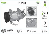 Klimakompressor FÜR Peugeot 307 (3A/C), Peugeot 307 Break (3E) - Valeo 813189