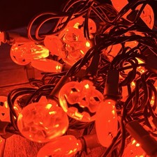 Vintage Restoration Hardware Halloween String Lights 60 Orange Jack-o-lanterns