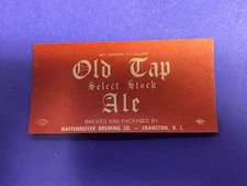 VINTAGE OLD TAP ALE BEER KEG LABEL HAFFENREFFER BREWING CRANSTON RHODE ISLAND