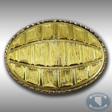 Belt Buckle Gold Color Oval Football-Like Abstract Made In The USA By MW Gift